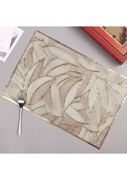 6pc Dikdörtgen Yapraklar Yalıtımlı Placemats Üst Düzey Otel Yemek Restoran Masası Mat Dekorasyon Boş Placemat B (Yurt Dışından) fırsatları