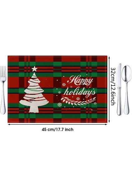 Noel Placemats Noel Isıya Dayanıklı Placemats Yemek Masası Pamuk Ketenleri Slip Olmayan Yer Paspasları C Için (Yurt Dışından) fırsatları