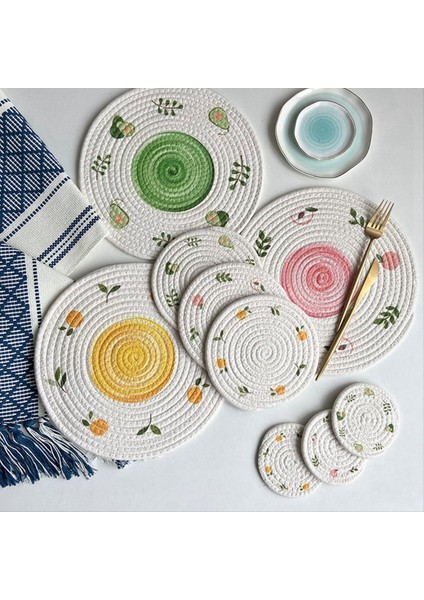 Yuvarlak Masa Mat Dokuma Placemats Anti Slip Yemek Masası Paspaslar Kıyafet Olmayan Tanda Tahsil Pedleri Mutfak Içecek Kupası Barınaklar A (Yurt Dışından) fırsatları