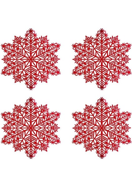 Kar Tanesi Placemats Dekorasyonları Kırmızı Kar Tanesi Tablematları Mutfak Masa Paspasları Noel Tatili Düğün Dekoratif A (Yurt Dışından)