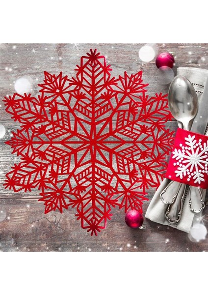 Kar Tanesi Placemats Dekorasyonları Kırmızı Kar Tanesi Tablematları Mutfak Masa Paspasları Noel Tatili Düğün Dekoratif A (Yurt Dışından) indirimleri
