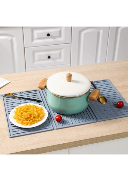 Mutfak Sayaçları Için Gri Katlanabilir Üç Katlı Sofra Kurutma Mat Silikon Drenaj Mat (Yurt Dışından) fiyatları