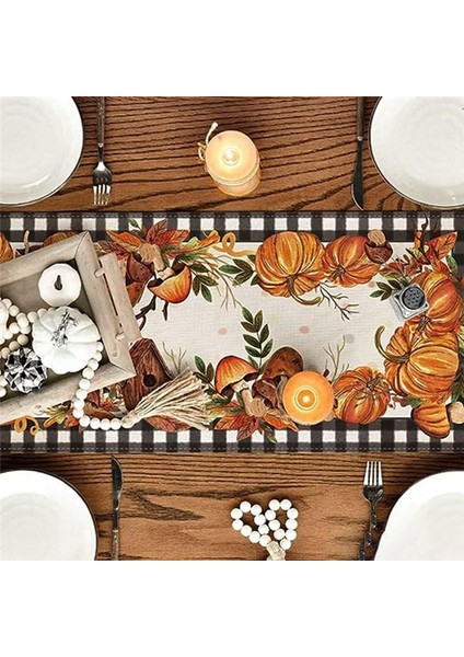 Sonbahar Şükran Günü Masası Masa Masa Koşucu Masa Dekorasyon Partisi Sonbahar Hasat Stili (Yurt Dışından) fırsatları