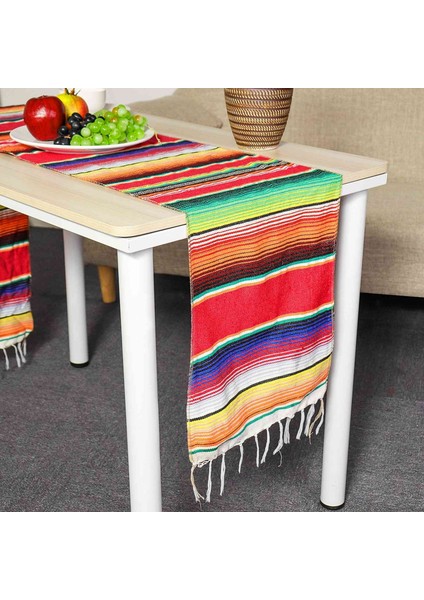 2 Paket 14 x 84 Inç Meksika Masa Koşucu 14 x 84 Inç Meksika Parti Düğün Süslemeleri Saçak Pamuklu Serape Battaniye Masa Koşucu (Kırmızı (Yurt Dışından) fırsatları