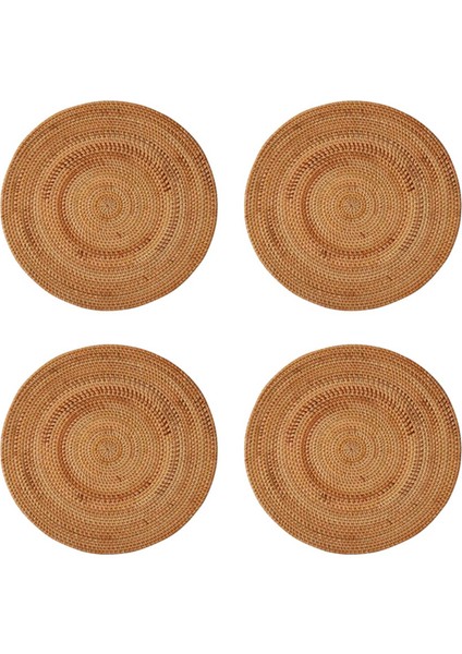 4x Rattan Dokuma Placemats Yuvarlak Masa Paspasları Kaymaz Isıya Dayanıklı Yer Mat Hasır Placemat (Yurt Dışından)
