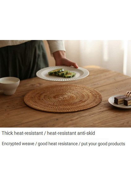 4x Rattan Dokuma Placemats Yuvarlak Masa Paspasları Kaymaz Isıya Dayanıklı Yer Mat Hasır Placemat (Yurt Dışından) fırsatları