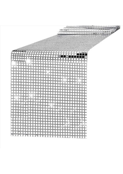 6x Disko Parti Masa Koşucusu Ayna Gümüş Folyo Masa Koşucusu Glitter Metalik Masa Kapağı Disko Dans Partisi Düğün (Yurt Dışından) fiyatları
