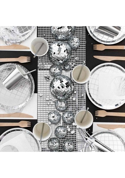 6x Disko Parti Masa Koşucusu Ayna Gümüş Folyo Masa Koşucusu Glitter Metalik Masa Kapağı Disko Dans Partisi Düğün (Yurt Dışından) modelleri