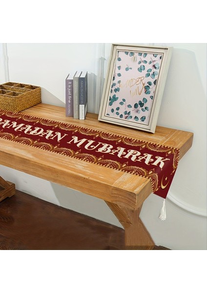 Ramazan Ayı Dekorasyon Masaüstü Bayrağı Siyah Altın Fener Festivali Partisi Aile Yemek Masası Bayrağı Keten D (Yurt Dışından)