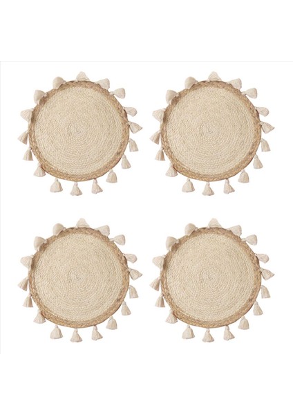 4x Dokuma Sepet Duvar Dekorasyon Dokuma Sepet Duvar Dekor Hasır Duvar Duvar Asılı Küçük Makrame Boho Duvar Sanat Ev Dekor (Yurt Dışından)