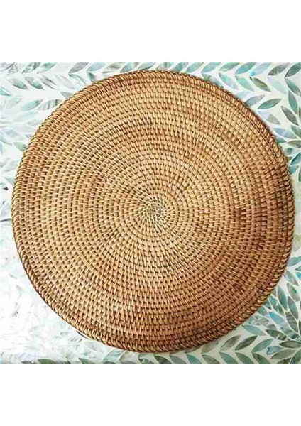 4x El Dokuması Rattan Placemats Yuvarlak Hasır Masa Paspasları Yemek Masası Için Doğal Dokuma Placemats Isıya Dayanıklı Paspaslar (Yurt Dışından)