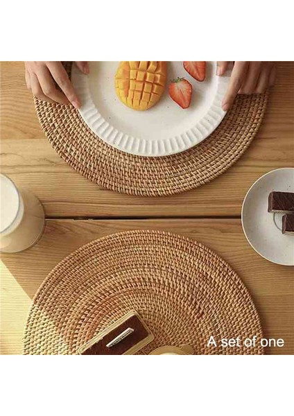 4x El Dokuması Rattan Placemats Yuvarlak Hasır Masa Paspasları Yemek Masası Için Doğal Dokuma Placemats Isıya Dayanıklı Paspaslar (Yurt Dışından) modelleri