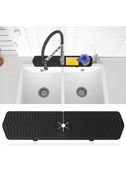 2x Mutfak Lavabo Sıçrama Sıçrama Sıçrama Muhafızları Mat Uzun Silikon Musluk Saplı Su Yakalayıcı Tepsisi Mutfak Siyah (Yurt Dışından) fiyatları