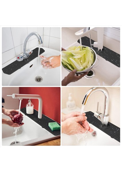 2x Mutfak Lavabo Sıçrama Sıçrama Sıçrama Muhafızları Mat Uzun Silikon Musluk Saplı Su Yakalayıcı Tepsisi Mutfak Siyah (Yurt Dışından) modelleri