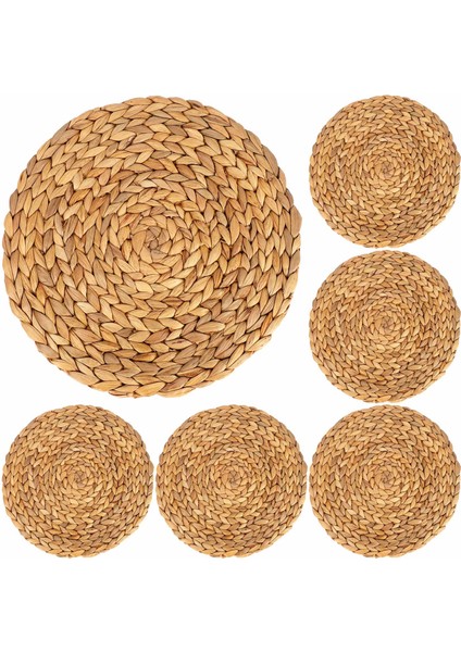 Yuvarlak Dokuma Placemats Su Sümbülü Dokuma Rattan Placemats Yuvarlak Örgülü Rattan Tablolar Kaymaz Yalıtım Pedleri (Yurt Dışından)