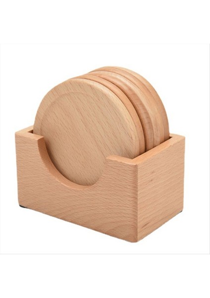 6pcs Kayın Ahşap Barış Placemats Dekor Yuvarlak Isıya Dayanıklı Içecek Mat Ev Mutfak Masa Çay Kahve Bardağı (Yurt Dışından)