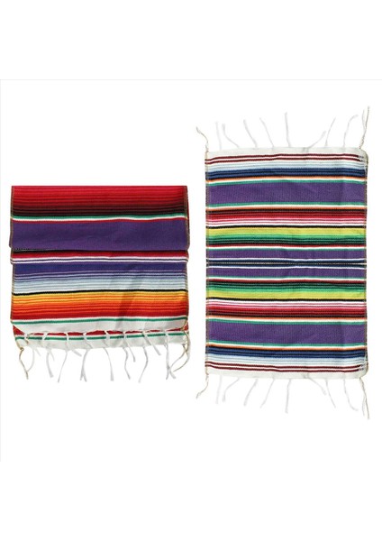 Yer Paspasları ile Meksika Masa Koşucu Meksika Çeşitli Paspaslar 14 x 84 Inç (2 Mor Masa Runner + 16 Placemats) (Yurt Dışından) modelleri