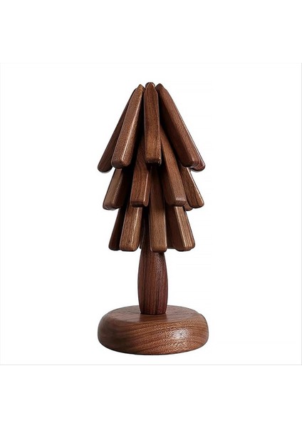 Sıcak Yemekler Için Ahşap Trivetler Ağaç Şekli Trivet Seti Çaydanlık Için Coaster (Siyah Ceviz) (Yurt Dışından)