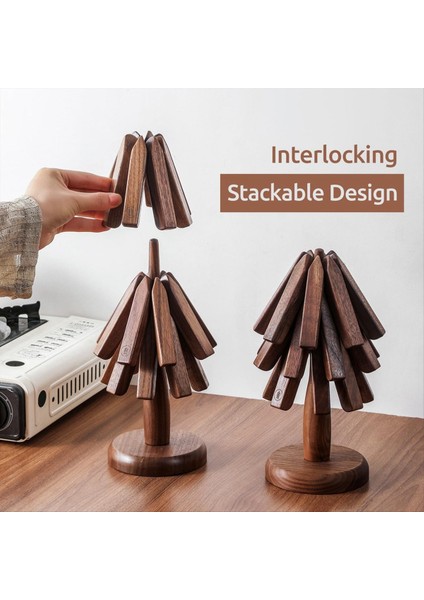 Sıcak Yemekler Için Ahşap Trivetler Ağaç Şekli Trivet Seti Çaydanlık Için Coaster (Siyah Ceviz) (Yurt Dışından) indirimleri