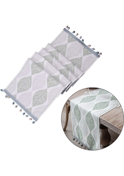 Pamuk Keten Masa Koşucusu 72 Inç Uzunluğunda Bahar Masa Koşucuları Çiftlik Evi Yeşil Yapraklar Püsküller Ev Mutfak Yemek (Yurt Dışından) fiyatları