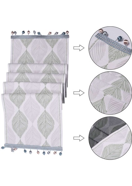 Pamuk Keten Masa Koşucusu 72 Inç Uzunluğunda Bahar Masa Koşucuları Çiftlik Evi Yeşil Yapraklar Püsküller Ev Mutfak Yemek (Yurt Dışından) indirimleri