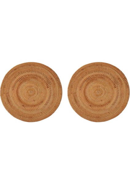 2x Rattan Dokuma Placemats Masa Paspasları Kaymaz Isıya Dayanıklı Yer Mat Hasır Placemat Sıcak Yemekler Için Trivets 40CM (Yurt Dışından)