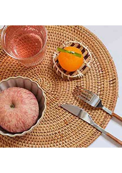 2x Rattan Dokuma Placemats Masa Paspasları Kaymaz Isıya Dayanıklı Yer Mat Hasır Placemat Sıcak Yemekler Için Trivets 40CM (Yurt Dışından) fiyatları