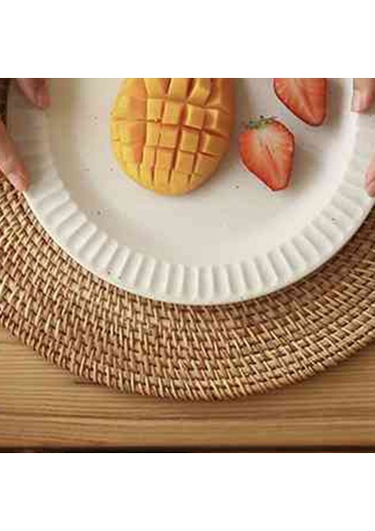 2x Rattan Dokuma Placemats Masa Paspasları Kaymaz Isıya Dayanıklı Yer Mat Hasır Placemat Sıcak Yemekler Için Trivets 40CM (Yurt Dışından) modelleri