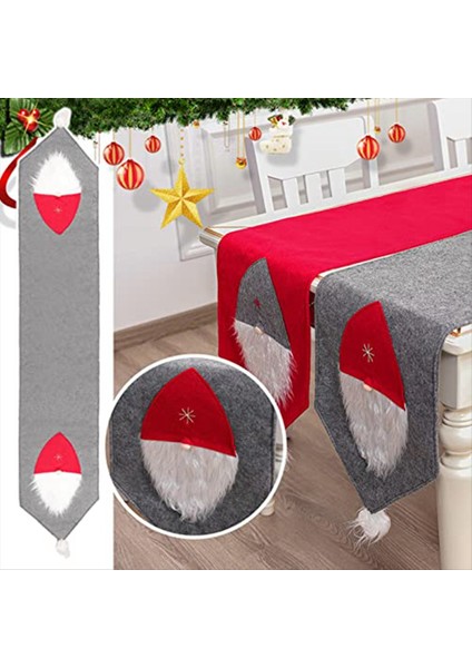 Noel Masa Koşucu Klasik Mutchen Yemek Masası Dekor Sonbahar Masa Koşucu Şömine Eşarp Cüceleri Masa Bezi Gri (Yurt Dışından)