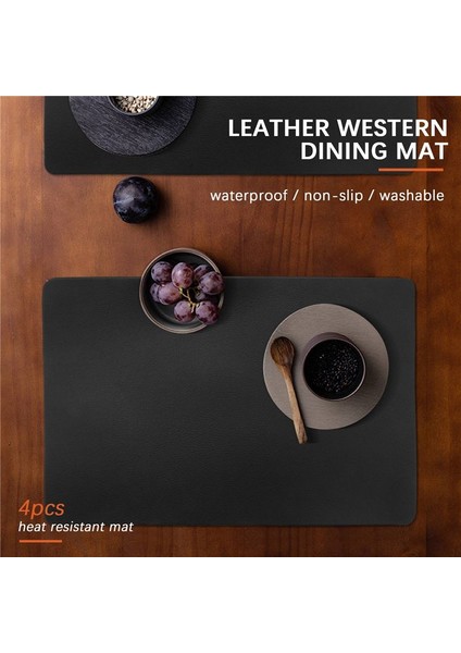 4pcs Isıya Dayanıklı Placemats Yapay Deri Placemats Su Geçirmez Kaymaz Yıkanabilir Mutfak Placematları (Siyah) (Yurt Dışından) indirimleri