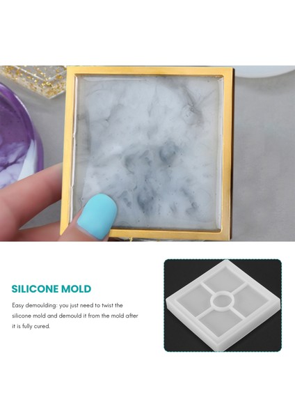 Silikon Coaster Kalıpları Silikon Reçine Kalıp Reçine Beton Çimento ve Polimer Kil ile Döküm Için Net Epoksi Kalıplar (4 Paket Kare Kalıplar) (Yurt Dışından) fırsatları