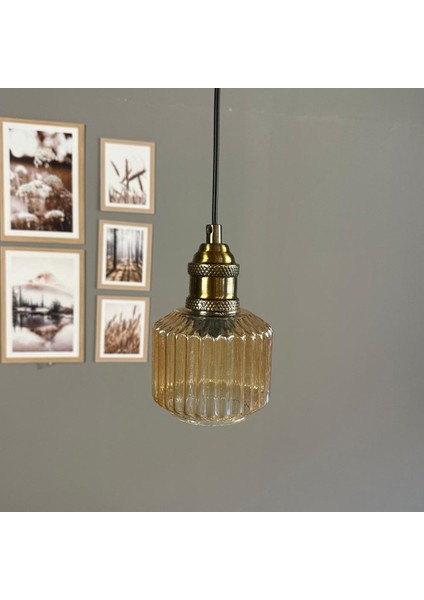 Jerno Cam Bal Rengi Tekli Avize Lale Başlık Retro Sarkıt Lamba Salon Aydınlatma modelleri