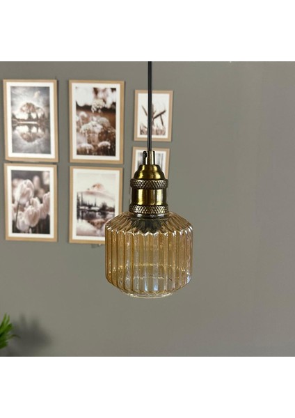 Jerno Cam Bal Rengi Tekli Avize Lale Başlık Retro Sarkıt Lamba Salon Aydınlatma fırsatları