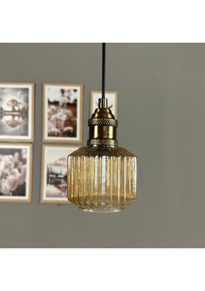 Jerno Cam Bal Rengi Tekli Avize Lale Başlık Retro Sarkıt Lamba Salon Aydınlatma indirimleri