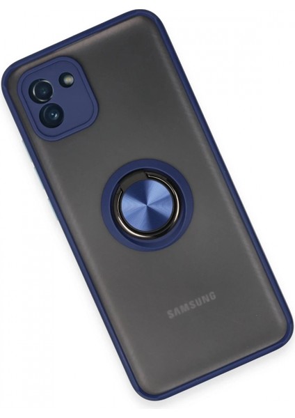 Samsung Galaxy A03 Kılıf Montreal Yüzüklü Silikon Kapak - Lacivert modelleri