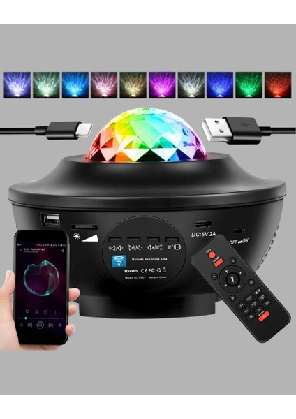 Yzlal Galaxy Yıldız Projektör Çok Renkli Ayarlı Parlaklık Uzay Atmosfer Işığı indirimleri