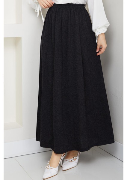 Gri Büyük Beden Beli Lastikli Etek Sekiz Parça 42 44 46 48 50 52 54 56 Bedenlere Uyumludur Mevsimlik Kumaş 2605 fırsatları