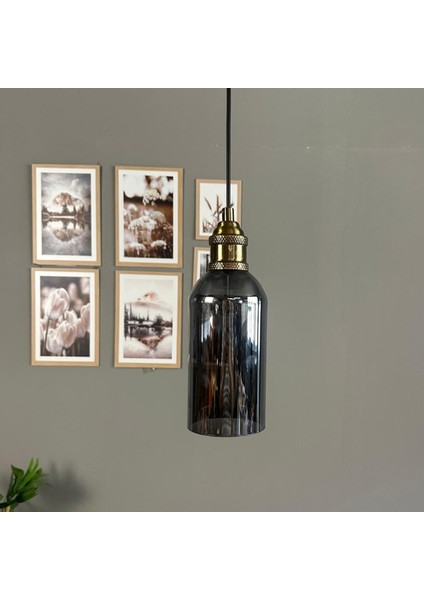 Windy Cam Füme Tekli Avize Lale Başlık Retro Sarkıt Lamba Salon Aydınlatma modelleri