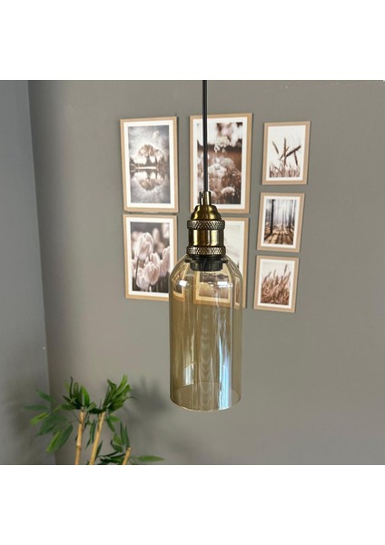 Windy Cam Bal Rengi Tekli Avize Lale Başlık Retro Sarkıt Lamba Salon Aydınlatma fırsatları