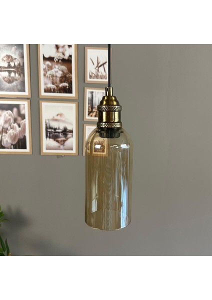 Windy Cam Bal Rengi Tekli Avize Lale Başlık Retro Sarkıt Lamba Salon Aydınlatma indirimleri