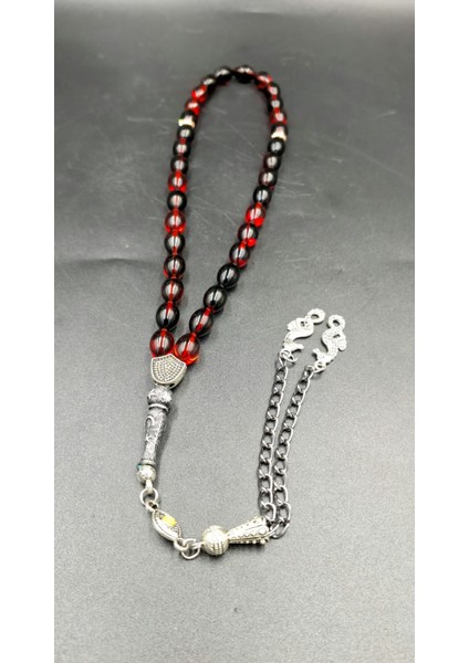 Siyah Kırmız Ateş Kehribar Tespih