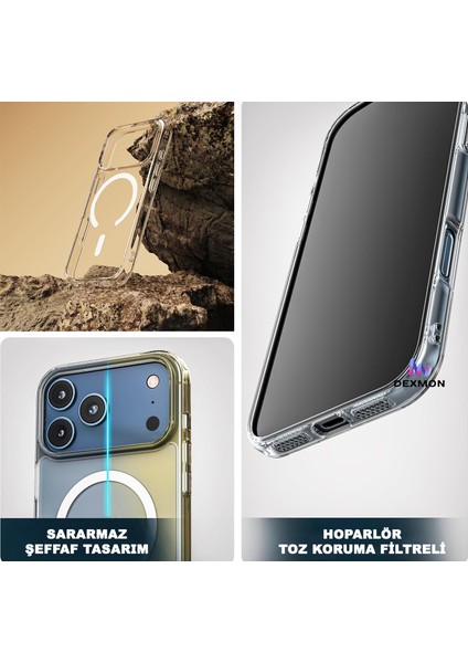 iPhone 17 Pro Max Uyumlu Sararmaz Şeffaf Magsafe Kılıf Kamera Koruma Çıkıntılı Sert Ince Pc Mika