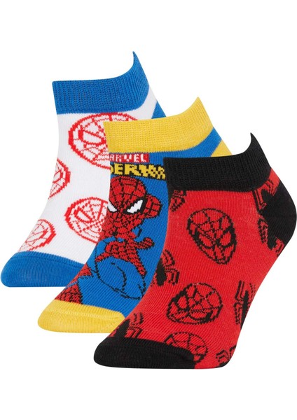 Erkek Çocuk Marvel Spiderman 3'lü Pamuklu Patik Çorap