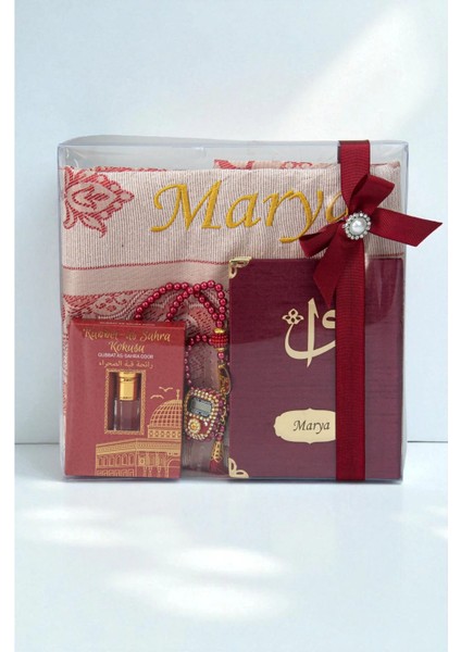 Hediyelik Kişiye Özel Isimli Seccade Seti - Yasin Kitabı, Tesbih, Zikirmatik, Esans