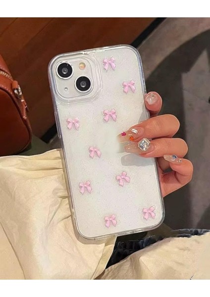 Iphone Uyumlu Şeffaf Simli Pembe Fiyonklu Kılıf fiyatları