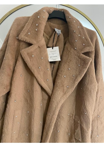 Butik Peluş Taş Detaylı Astarlı Cepli Kürk modelleri