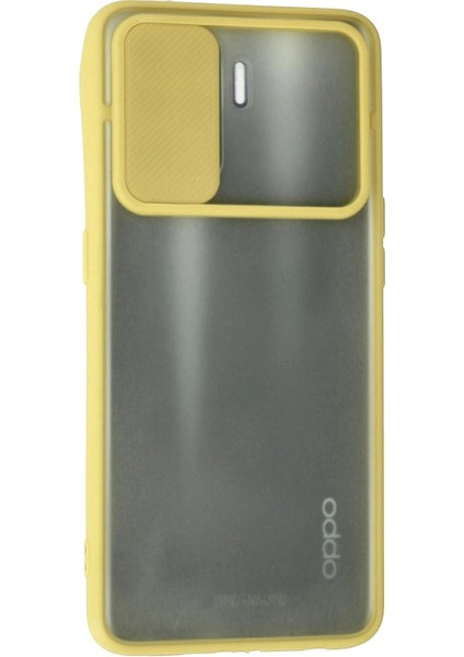 Oppo Reno 5 Lite Kılıf Palm Buzlu Kamera Sürgülü Silikon - Sarı modelleri