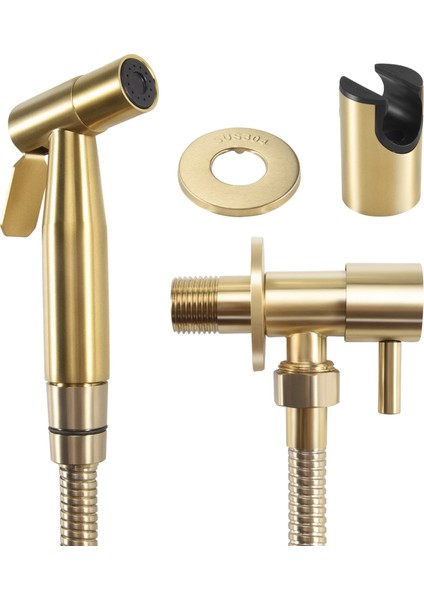 Banyo Tuvalet Bide Musluk Kiti Fırçalanmış Altın Duvara Monte Bide Püskürtücü Duş Kapanma Valfı (Yurt Dışından) modelleri