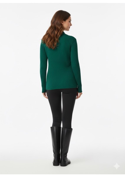 Kadın Fitilli Polo Yaka Kazak 5059 modelleri