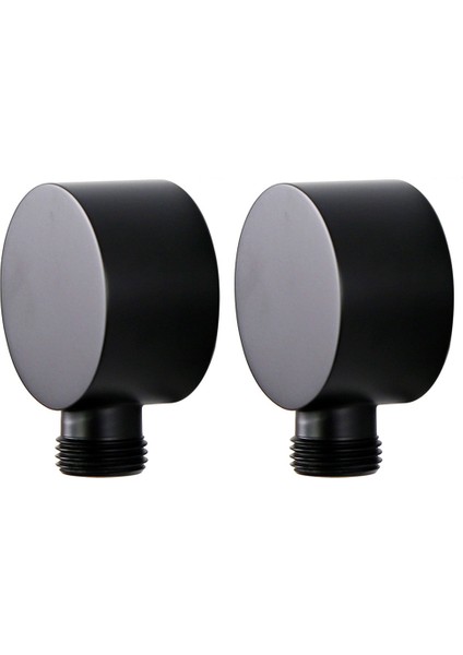 2x Duvar Tedarik Dirsek Pirinç Yuvarlak Duvar Montaj Duş Hortumu Konnektörü Aksesuarları G1/2 Inç Su Çıkışı Duş-Siyah Için (Yurt Dışından)